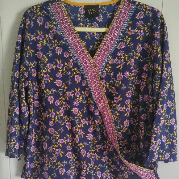 Anthropologie W5 Multicolor floral blouse L - Picture 1 of 3